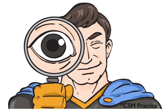 Super with magnifying glass colored